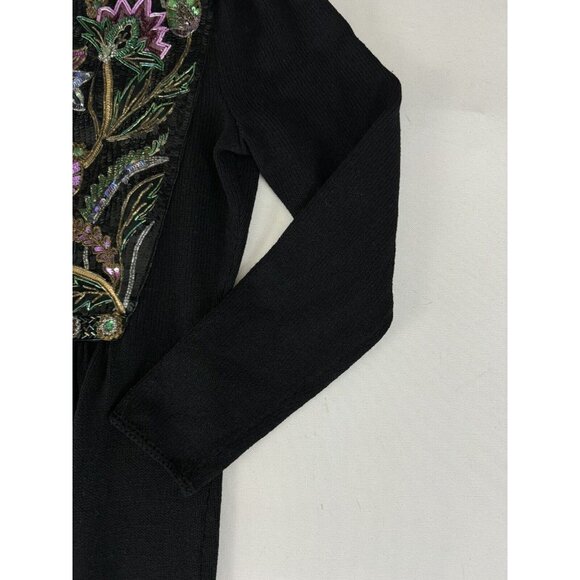 PAT SANDLER For Wellmore Vtg Black Knit Dress With Bead & Sequin Detail Sz 10 - Picture 9 of 11